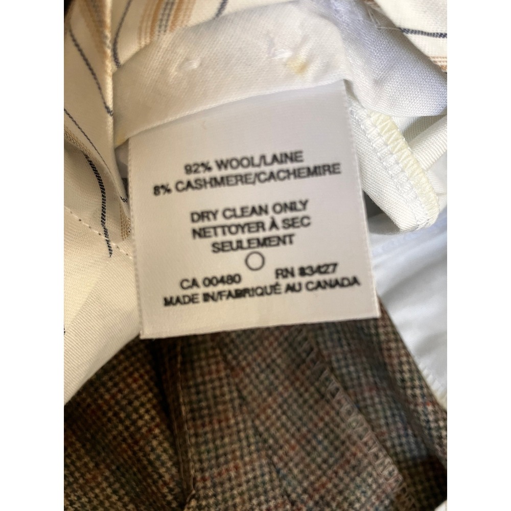 Cortina Mens Pants 36x30 Brown Wool Cashmere Pleated Dress Cuffed Made in Canada - Picture 5 of 10